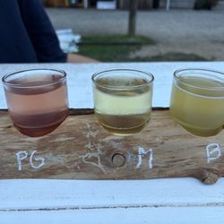Sunday Cider - Flight ($9.50 for 3); pinot/gamay, double muscat and bacchus