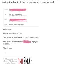 Proof of request of back of cards, the next day of the initial request.