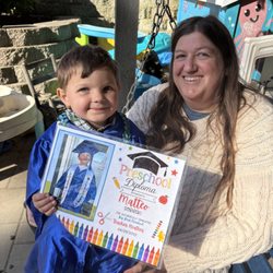 Big Bird Preschool - Teacher Heather celebrating our most recent Big Bird graduate!