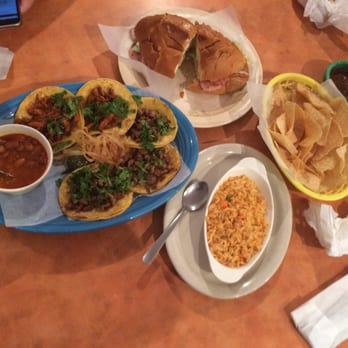 Taquerias Arandas - 5 taquitos; ham torta; side of rice - Mexican Near Me - Houston, Texas Taquerias Arandas - 5 taquitos; ham torta; side of rice - Mexican Near Me - Houston, Texas