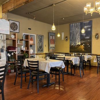Mykonos Greek Grill - Indoor seating area. - Greek Near Me - Seattle, Washington Mykonos Greek Grill - Indoor seating area. - Greek Near Me - Seattle, Washington