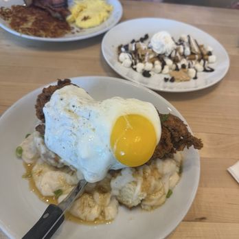 Eggsquisite Cafe - Spicy chicken and biscuit S'mores crepe Traditional breakfast - Breakfast & Brunch Near Me - Waxahachie, Texas Eggsquisite Cafe - Spicy chicken and biscuit S'mores crepe Traditional breakfast - Breakfast & Brunch Near Me - Waxahachie, Texas
