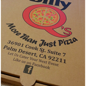 Billy Q's - Billy Q's box with most of our dinner (pizzas) leftover. Not sure we will eat leftovers, unless I can doctor them up to improve. - Pizza Near Me - Palm Desert, California