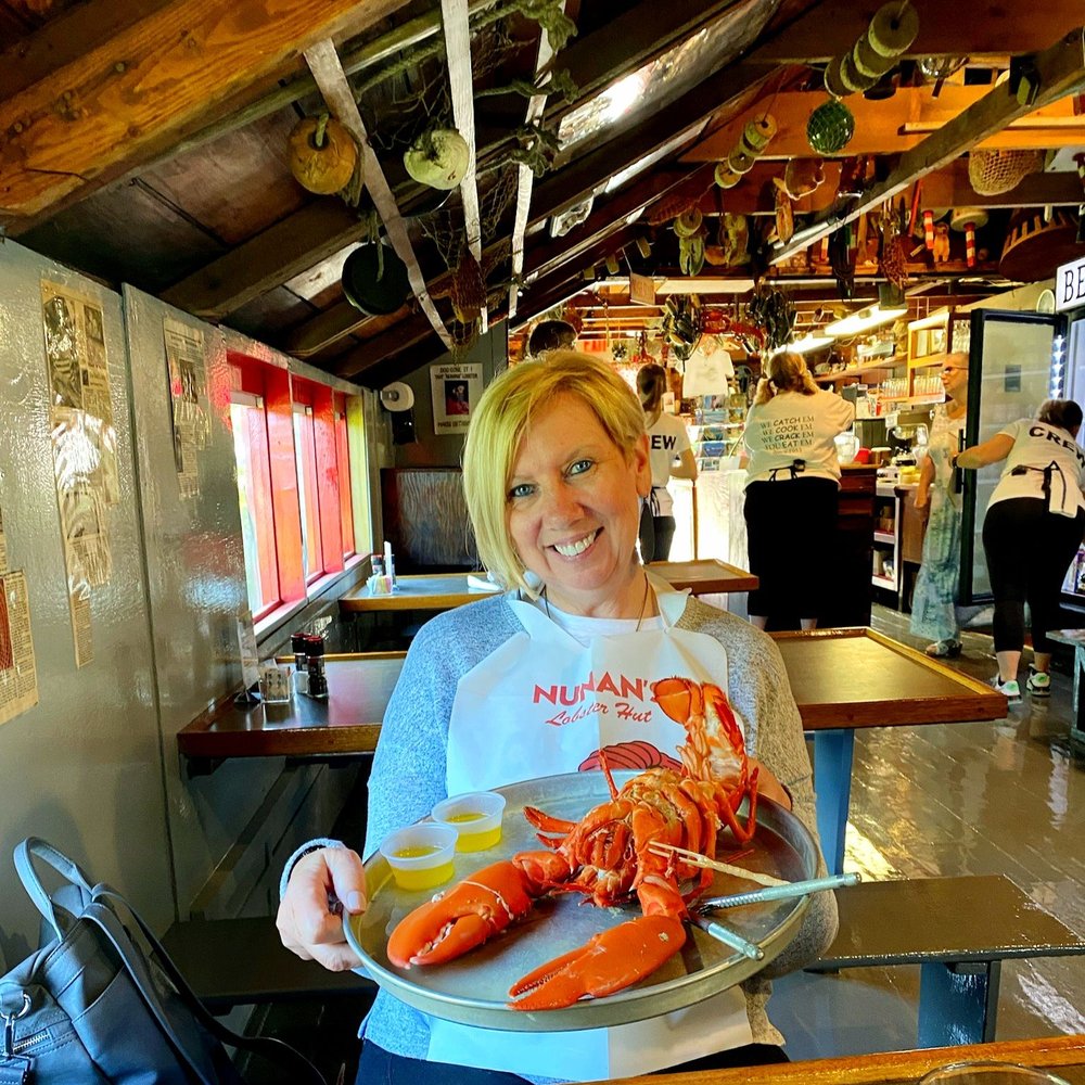 Nunan's Lobster Hut - My wife Susan Marie enjoying our dinner. June 2022 - Seafood Near Me - Kennebunkport, Maine Nunan's Lobster Hut - My wife Susan Marie enjoying our dinner. June 2022 - Seafood Near Me - Kennebunkport, Maine