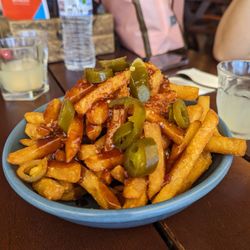 Bavarian Bier Cafe - Fries with BBQ sauce and jalapenos