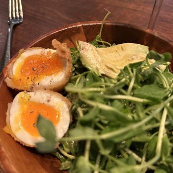 SPQR - Spring greens with green goddess dressing and crispy egg (and snap peas?) - Italian Near Me - San Francisco, California SPQR - Spring greens with green goddess dressing and crispy egg (and snap peas?) - Italian Near Me - San Francisco, California