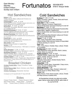Menu photo 1 Fortunato's Italian Deli Tucson, AZ