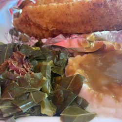 Bobby B's Southern Cooking & More - Fish, greens and mashed potatoes