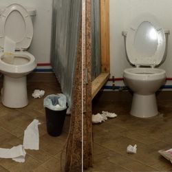 Rebecca Creek Campgrounds - Mens room toilets