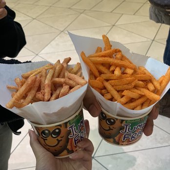 Potato Corner - chili bbq and garlic parmesan mix (left) and cheddar (right) - Fast Food Near Me - Santa Clara, California