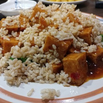 Mandarin House - General Tso's tofu with brown rice. - Chinese Near Me - Tempe, Arizona Mandarin House - General Tso's tofu with brown rice. - Chinese Near Me - Tempe, Arizona
