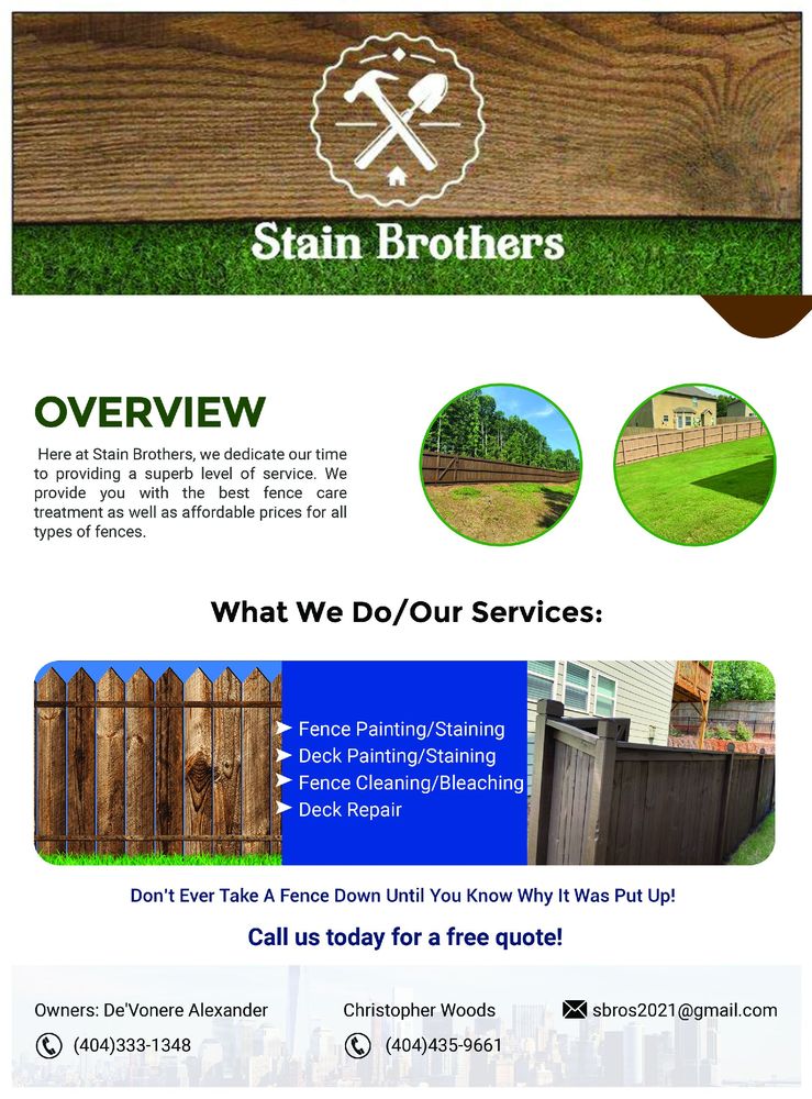 STAIN BROTHERS Covington, Fences & Gates Phone Number Yelp