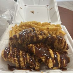 Munchies - 4 tenders and Fries with BBQ sauce ($10)