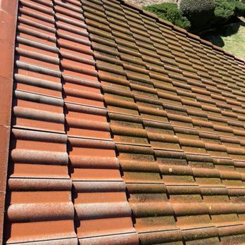 Caliblasting - Before & after on our tile roof - Pressure Washers Near Me Caliblasting - Before & after on our tile roof - Pressure Washers Near Me