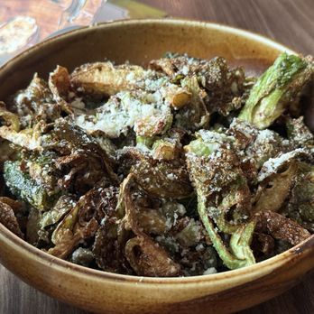 Trattoria by Italian Kitchen - Brussels sprouts. But they double salted so it went back to the kitchen but it tasted like roasted potatoes so good! - Italian Near Me - Burnaby, British Columbia