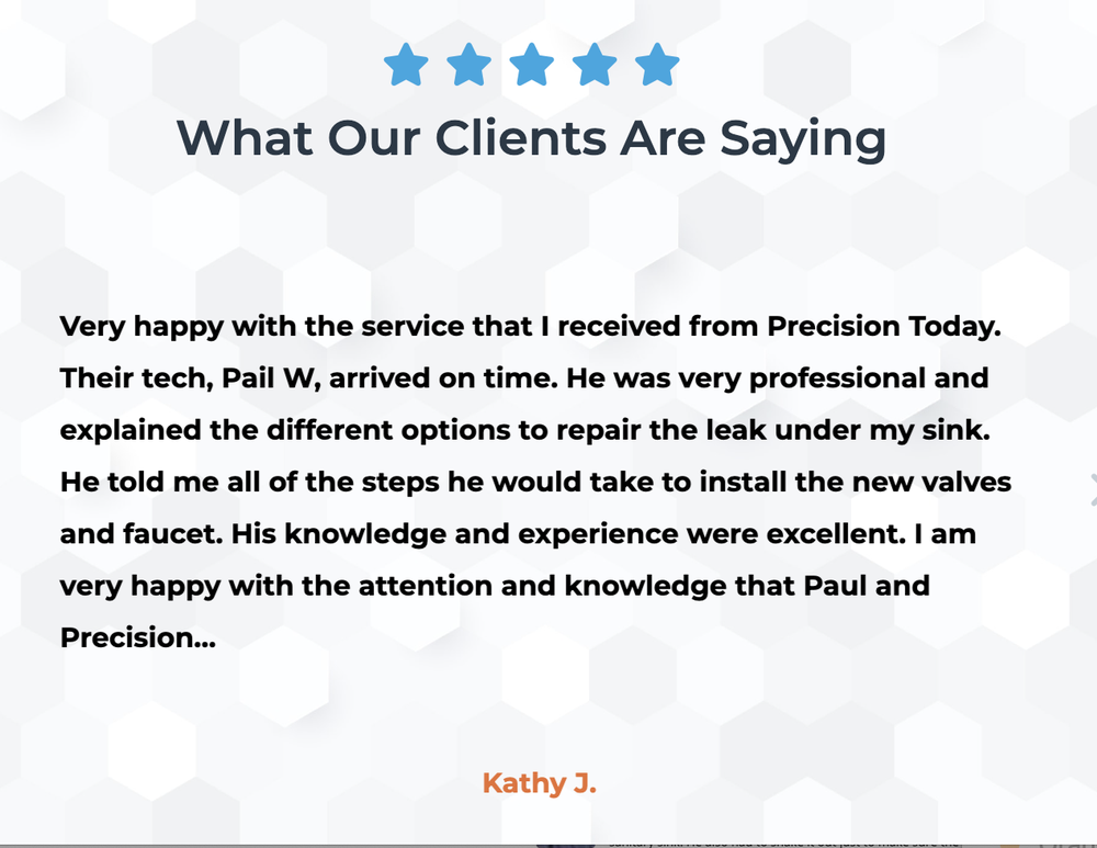 Slide of Precision Today Plumbing Heating Cooling Electrical