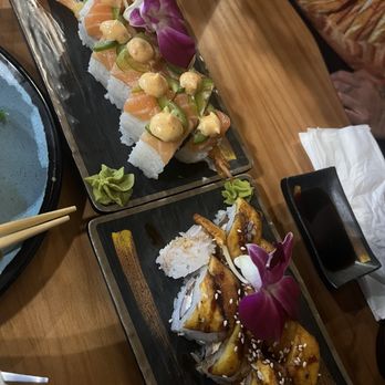 Arigato Sushi - Banana Roll (bottom) and Samurai Roll (top) - Sushi Bars Near Me - West Jordan, Utah