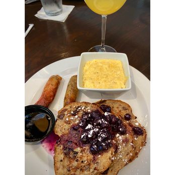 1885 Grill - French toast with grits instead of eggs and VERY spicy chicken sausage - Seafood Near Me - Acworth, Georgia 1885 Grill - French toast with grits instead of eggs and VERY spicy chicken sausage - Seafood Near Me - Acworth, Georgia
