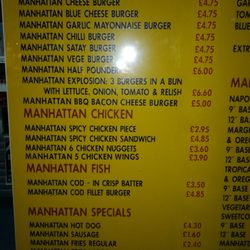 Manhattan Burger Bar - Menu
