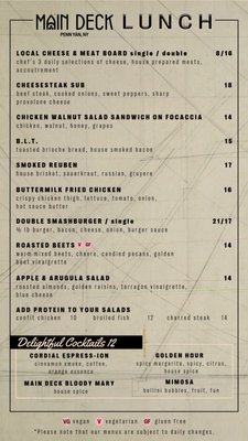Menu photo 2 Main Deck Penn Yan, NY