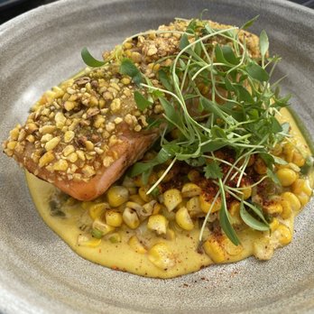The Rooftop - Corn Nut Crusted Salmon - Asian Fusion Near Me - Beverly Hills, California The Rooftop - Corn Nut Crusted Salmon - Asian Fusion Near Me - Beverly Hills, California
