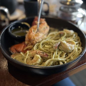 Tidal Raves - Lobster & Shrimp Seafood Duet special with creamy pistachio pesto pasta... - New American Near Me - Depoe Bay, Oregon Tidal Raves - Lobster & Shrimp Seafood Duet special with creamy pistachio pesto pasta... - New American Near Me - Depoe Bay, Oregon