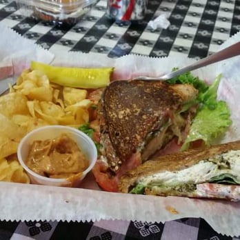 Yoder's Sandwich Shoppe - Chicken Pesto. The special sauce for the Cuban is in the sample cup - Sandwiches Near Me - Perry, Georgia