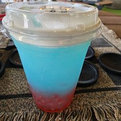 Yoders Pie Craft Coffee - Blue raspberry lemonade with strawberry bobas
