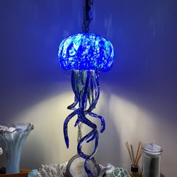 Opal Art Glass - My custom jellyfish hanging lamp
