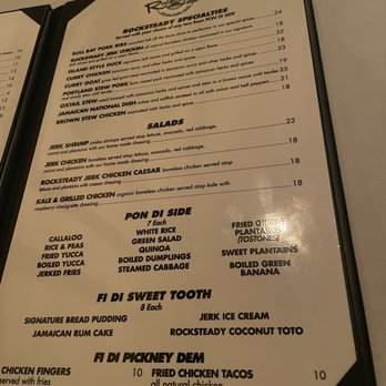 Rocksteady Jamaican Bistro - menu - Caribbean Near Me - Boca Raton, Florida