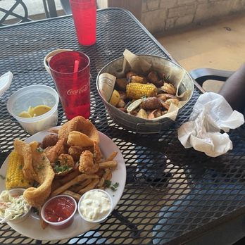 Dead Fish Grill - fried catfish and shrimp served with fries, corn on the cob and hush-puppies. - American Near Me - Belton, Texas Dead Fish Grill - fried catfish and shrimp served with fries, corn on the cob and hush-puppies. - American Near Me - Belton, Texas