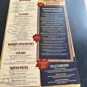 Boccellis Ristorante - Front menu - Italian Near Me - Gresham, Oregon