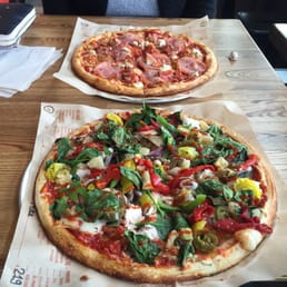 Top: all meat and mozzarella cheese.  Bottom: all cheese and all veg