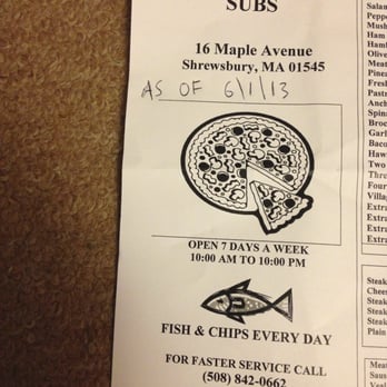 Village Pizza - the menu for the restaurant - Pizza Near Me - Shrewsbury, Massachusetts Village Pizza - the menu for the restaurant - Pizza Near Me - Shrewsbury, Massachusetts