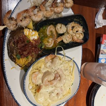 Red Lobster - Shrimp Shrimp Linguini Alfredo Baked Potato - Seafood Near Me - Bakersfield, California