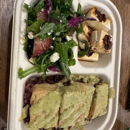 Fried tofu with chili tofu and arugula salad