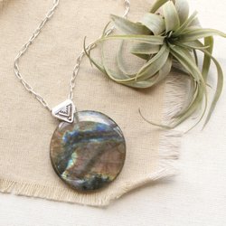 Adorne Artisan Jewelry & Goods  - Labradorite moon with stamped bail necklace