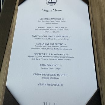 'ULU - Vegan Menu as of 8/23/25. Crispy brussels and pineapple curry were delicious! - Sushi Bars Near Me - Kailua-Kona, Hawaii 'ULU - Vegan Menu as of 8/23/25. Crispy brussels and pineapple curry were delicious! - Sushi Bars Near Me - Kailua-Kona, Hawaii