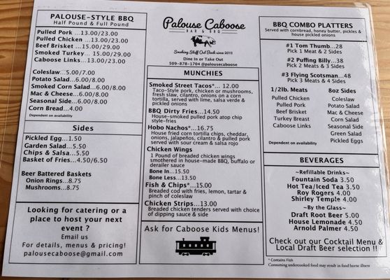 Menu photo 1 Palouse Caboose Bar And Grill Palouse, WA
