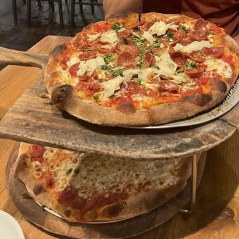 The Salty Pig - Margherita Pizza and Peperonata Pizza - New American Near Me - Boston, Massachusetts The Salty Pig - Margherita Pizza and Peperonata Pizza - New American Near Me - Boston, Massachusetts