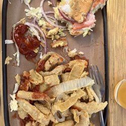 Fried Fish Sandwich with Onion Rings