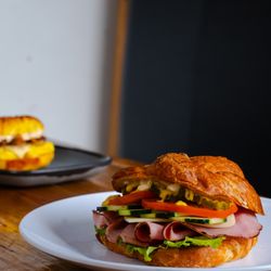 Galveston Bagel Company - Ham and Swiss croissant