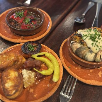 Casa Mono - Fideos with Chorizo, Clams & Garlic Sherry Aioli Oxtail Stuffed Piquillo Peppers Pork Sobrasada with Honeycomb & Quince Mermelada - Spanish Near Me - New York, New York