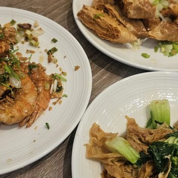 Chef 81 - Fish wrapped in bean curd sheet, stir fry shrimp, and bokchoy stir fry wirh tofu skin - Shanghainese Near Me - West Covina, California