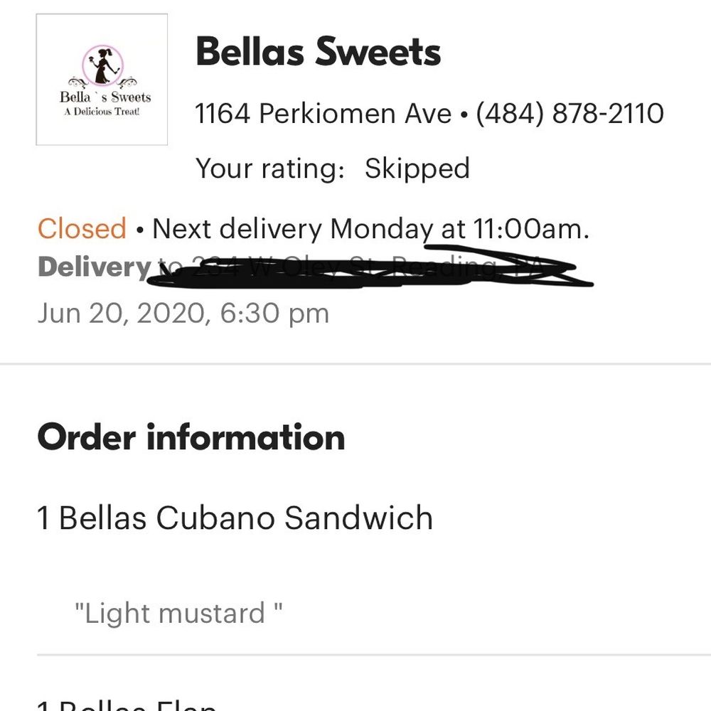 Bellas Sweets - My order and where I asked for "light mustard messed up the spelling should've been lite*" - Sandwiches Near Me - Reading, Pennsylvania