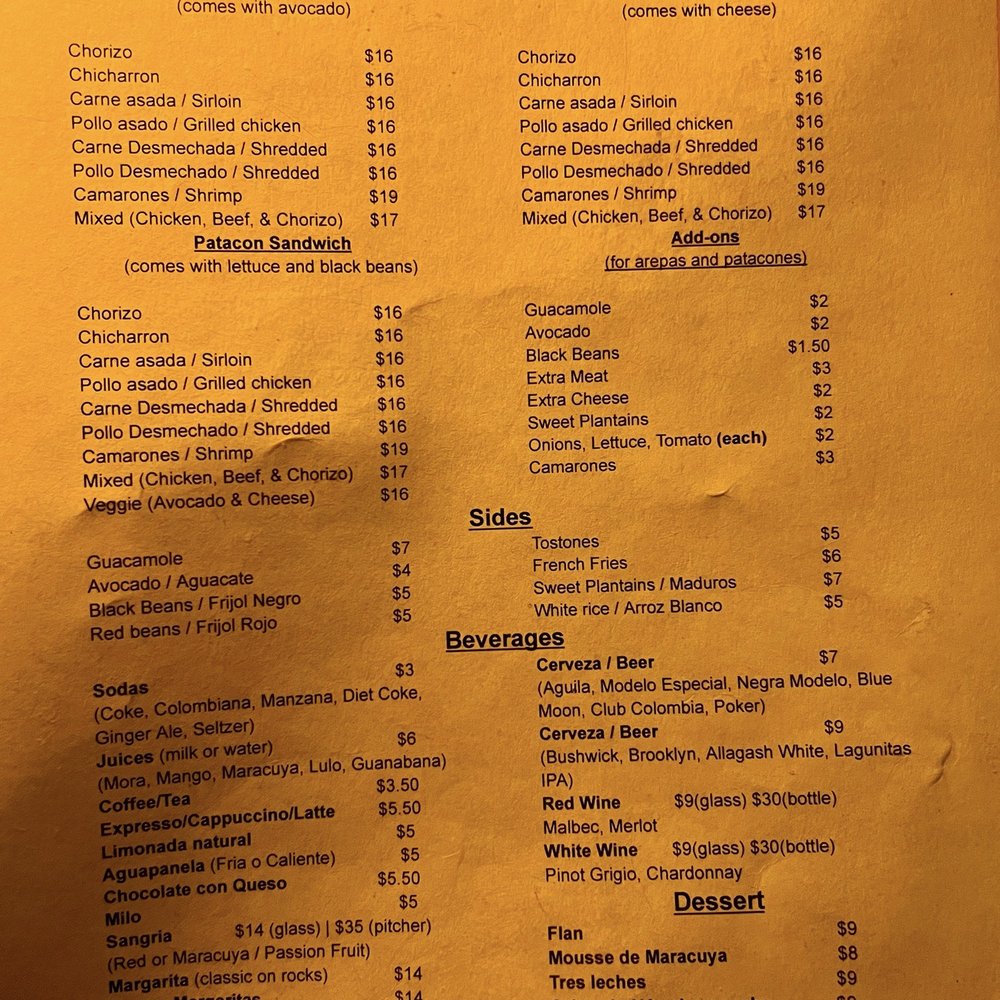 Arepa Lady - Menu - Colombian Near Me - Jackson Heights, New York Arepa Lady - Menu - Colombian Near Me - Jackson Heights, New York
