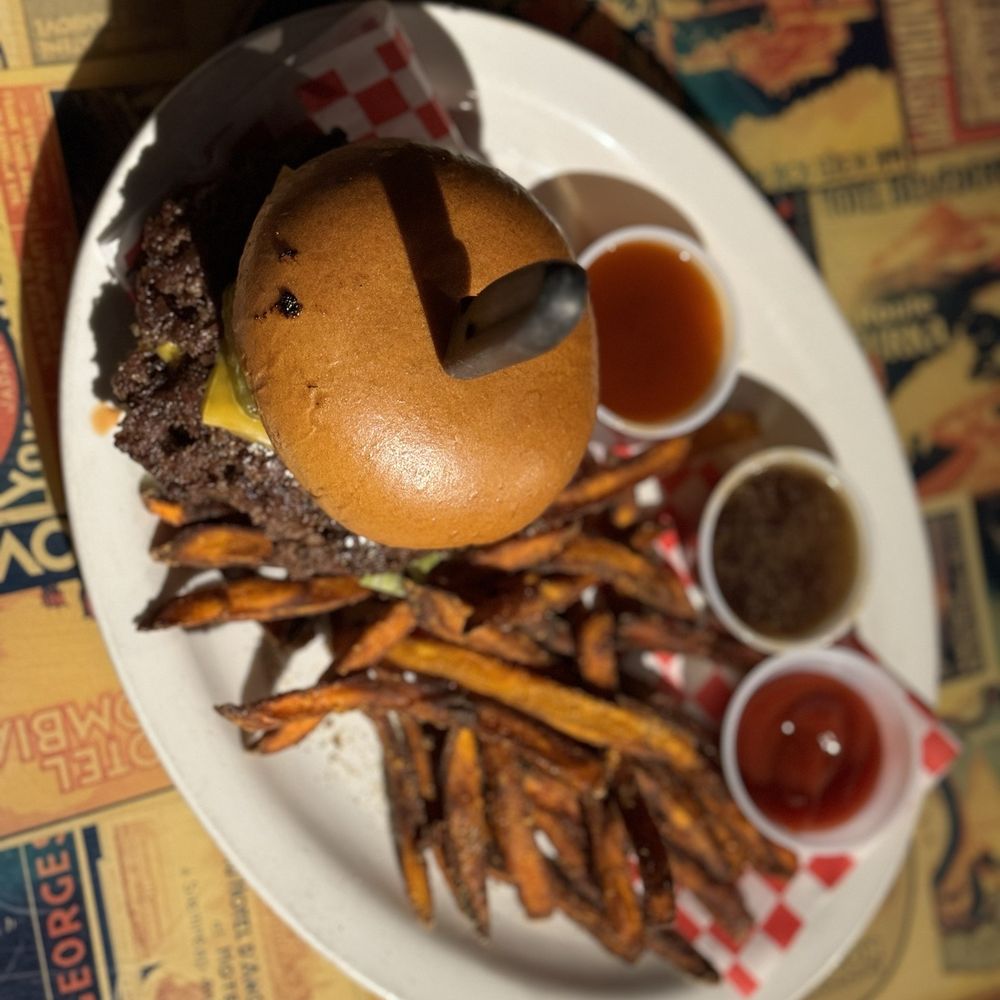 Whiskey Butter - Smash Burger w/ sweet potato fries - Whiskey Bars Near Me - Casper, Wyoming Whiskey Butter - Smash Burger w/ sweet potato fries - Whiskey Bars Near Me - Casper, Wyoming