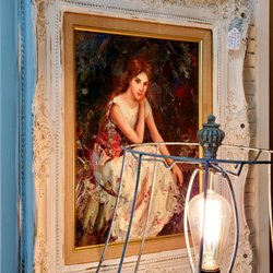 Antiques II - March 2021: Gorgeous antique oil painting w/ heavy wooden frame. She came home w/ me!