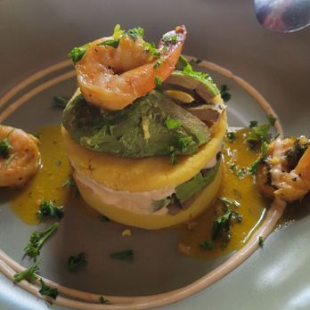 Coya Peruvian Secret - Shrimp Causa, classic peruvian dish. - Peruvian Near Me - Del Mar, California