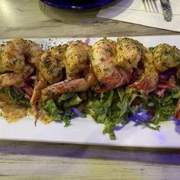 Fried green tomatoes - They're under those amazing shrimp! Fried green tomatoes - They're under those amazing shrimp!